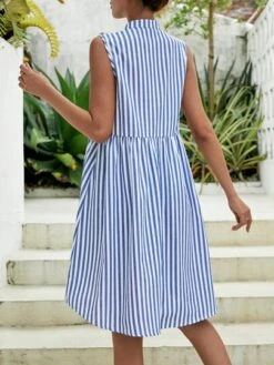 SHEIN Maternity Striped Print Half Button Dress