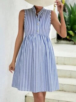 SHEIN Maternity Striped Print Half Button Dress -SHEIN STORE 1686103601f616ce376d5beb0ff7e8e24a6bd54e09 thumbnail 405x552