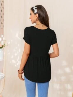 DEARCASE Maternity Solid Peplum Tee