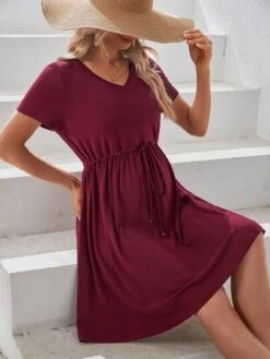 SHEIN Maternity Solid Knot Waist Dress -SHEIN STORE 16868961566942791c9e81536321ea270117839d2c thumbnail 405x552