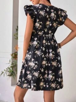 SHEIN Maternity Floral Print Ruffle Trim Dress