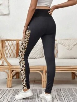 SHEIN Maternity Adjustable Waist Leopard Print Phone Pocket Leggings