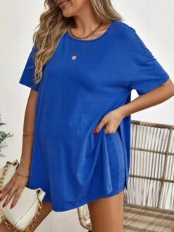 SHEIN Maternity Split Hem Tee & Adjustable Waist Biker Shorts -SHEIN STORE 16884528901a71eee85dc3161e2c99b6bbe50daf94 thumbnail 405x552