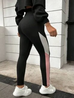 SHEIN Maternity Colorblock Adjustable Waistband Contrast Sideseam Leggings