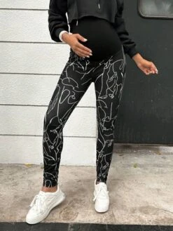 SHEIN Maternity Graphic Print Adjustable Waist Leggings -SHEIN STORE 1688696099e6f56ed58aad4e6b90243687e2867db8 thumbnail 405x552