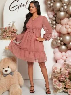 SHEIN Maternity Button Front Ruffle Hem Swiss Dot Dress -SHEIN STORE 1689083021a0c2f5aa0611429d759d8b6ad8bf9a22 thumbnail 405x552