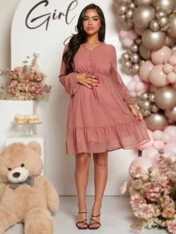 SHEIN Maternity Button Front Ruffle Hem Swiss Dot Dress -SHEIN STORE 1689083030140b260ef6c78e90210ffbe97fe567e3 thumbnail 405x552