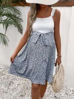 SHEIN Maternity Ditsy Floral Print Belted Cami Dress -SHEIN STORE 1689228070bf2c7ddb574e15bb1e83bedcb9dff0d5 thumbnail 405x552