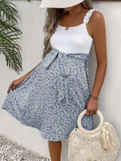 SHEIN Maternity Ditsy Floral Print Belted Cami Dress -SHEIN STORE 168922807386c736bd8d41a37af6ed267ef568d278 thumbnail 405x552
