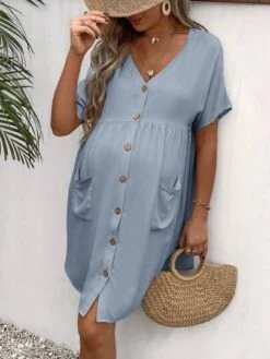 SHEIN Maternity Batwing Sleeve Pocket Patched Smock Dress -SHEIN STORE 1690168836354ea02a239874ca255bccba4f1b653f thumbnail 405x552