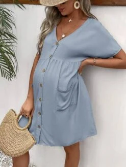 SHEIN Maternity Batwing Sleeve Pocket Patched Smock Dress -SHEIN STORE 1690168842c998655df2aadd05521ec54044e49a22 thumbnail 405x552