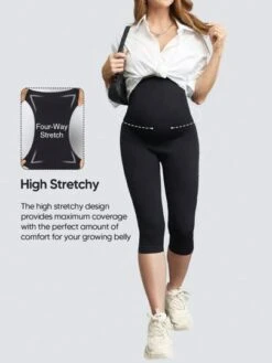 Maternity High Waisted Belly Support Capris Leggings With Expandable Belly Panel -SHEIN STORE 16902810211be93c7ccd1ee35bf8c3fab38169d833 thumbnail 405x552