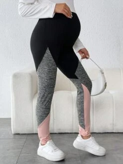 SHEIN Maternity Colorblock Adjustable Waist Leggings -SHEIN STORE 1690515267a5f1d1339c61a950d78b2dab84c1470c thumbnail 405x552