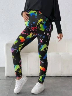 SHEIN Maternity Splash Ink Print Leggings -SHEIN STORE 16905152888d2a0c751382a7959a84770427cb3869 thumbnail 405x552