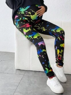 SHEIN Maternity Splash Ink Print Leggings -SHEIN STORE 1690515294b0683f0b9a19d683116808ab1fe35126 thumbnail 405x552