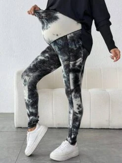 SHEIN Maternity Tie Dye Adjustable Waist Leggings -SHEIN STORE 169051561053be82b761fa6d36e9cc7271a4902326 thumbnail 405x552