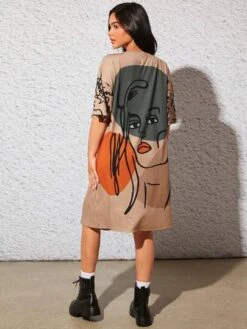 SHEIN Maternity Figure Graphic Drop Shoulder Tee Dress