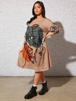 SHEIN Maternity Figure Graphic Drop Shoulder Tee Dress -SHEIN STORE 16905430462620d20078086a701aa3e602b36f9b89 thumbnail 405x552