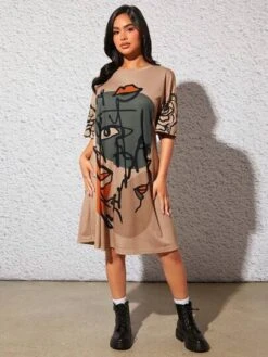 SHEIN Maternity Figure Graphic Drop Shoulder Tee Dress -SHEIN STORE 169054305189f8de3d0b5e240454e3e4fe1b465cea thumbnail 405x552