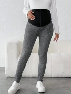 SHEIN Maternity Adjustable Waist Marled Knit Leggings -SHEIN STORE 16916742700e5f05733f493ec5c195d89d12730740 thumbnail 405x552